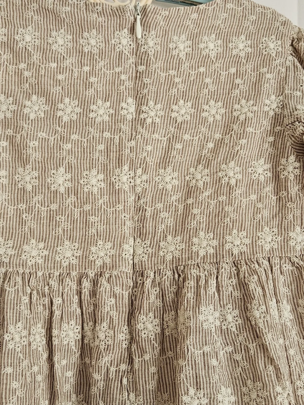 ​Lalalù Italy Girls Floral Embroidered Seersucker Dress Sz 6a Cottagecore